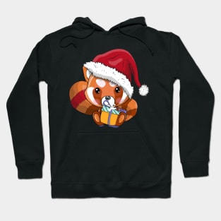 Cute cartoon red panda with christmas hat Hoodie